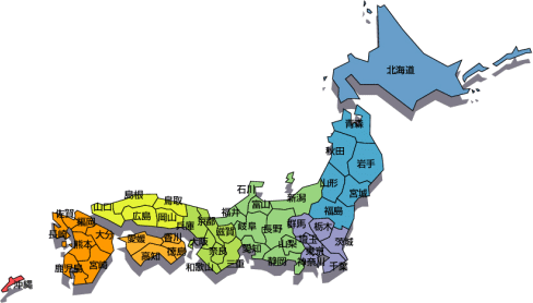 日本全国的市政府・区政府・鎮政府・村政府 地图